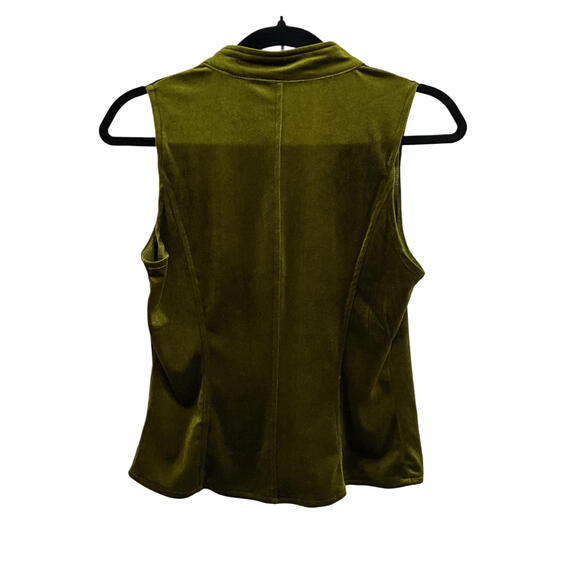 NEW Y2K Boho SZ S Velvet Green Military Double-Breast Button-Up Vintage Vest Top - Picture 5 of 8